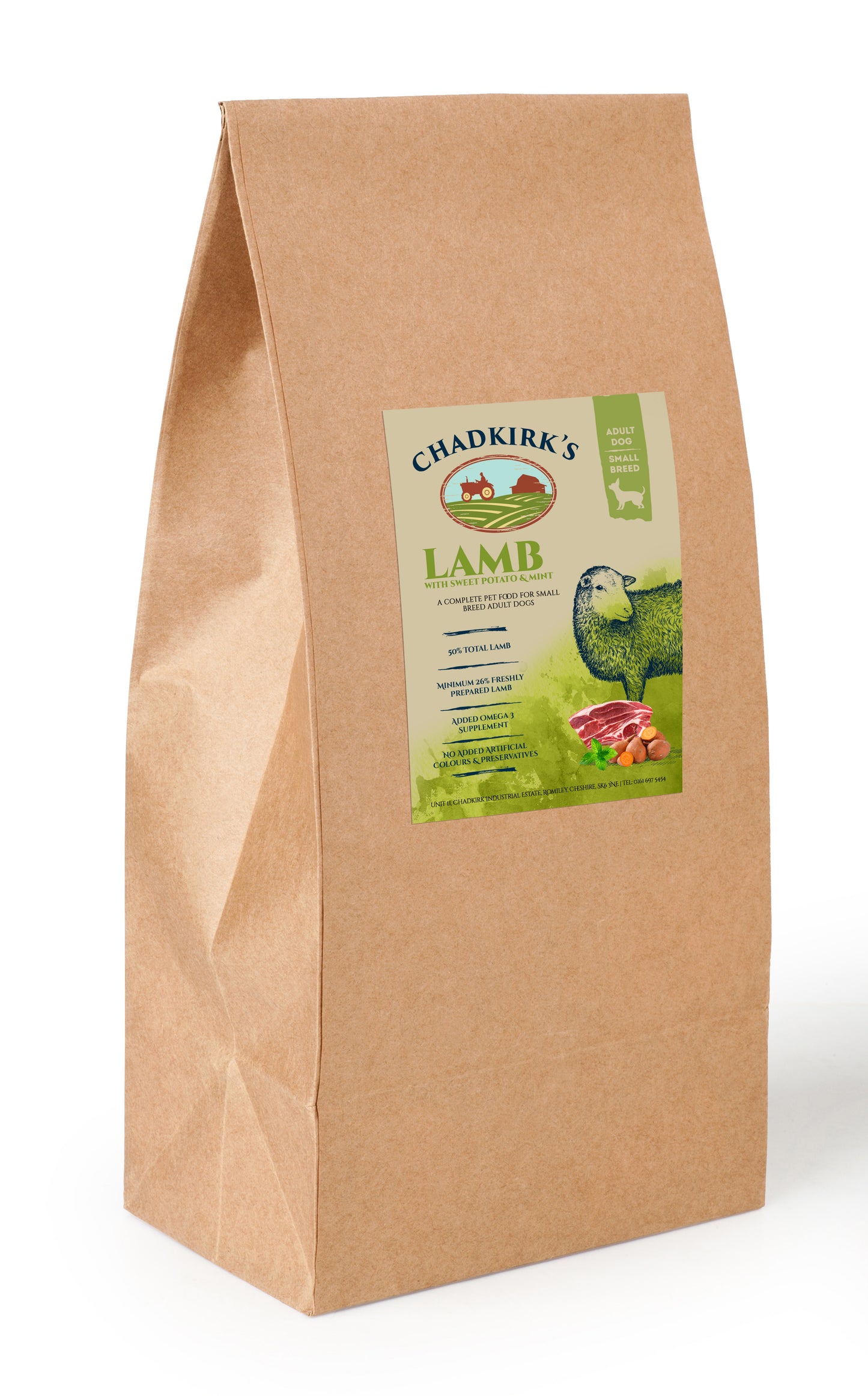 Chadkirk’s Own (2kg) Adult Grain Free Small Breed Lamb with Sweet Potato & Mint