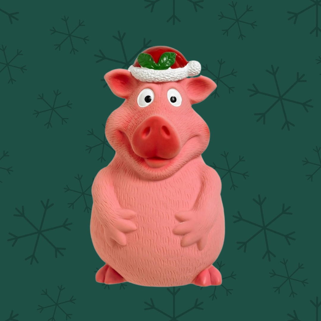 Good Boy Smiley Christmas Pig Dog Toy