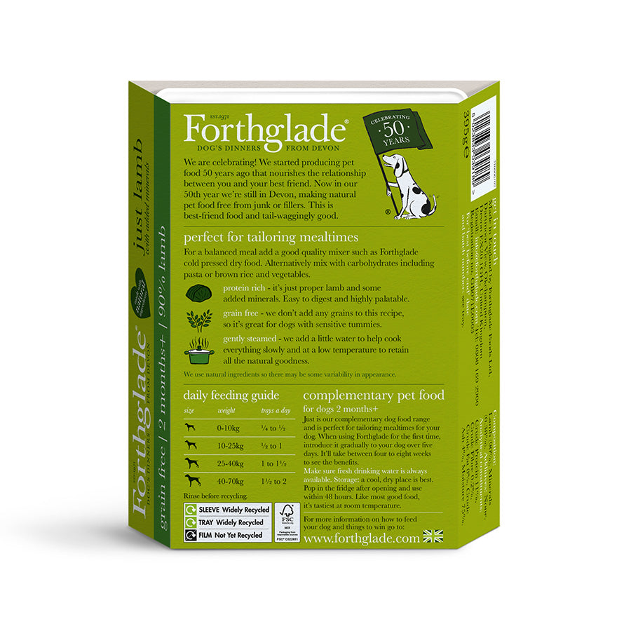 Forthglade Grain Free Complementary Wet Adult Dog Food Lamb