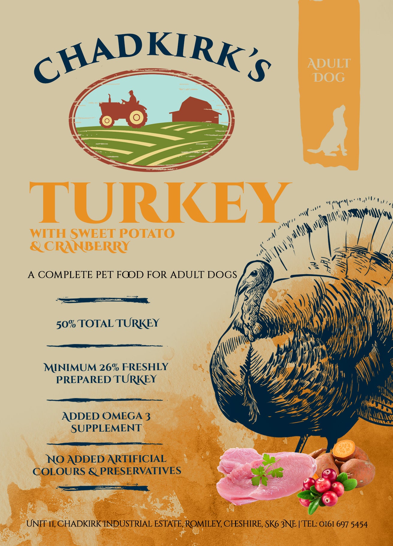 Chadkirk's Own (2kg) Adult Grain Free Turkey with Sweet Potato and Cranberry