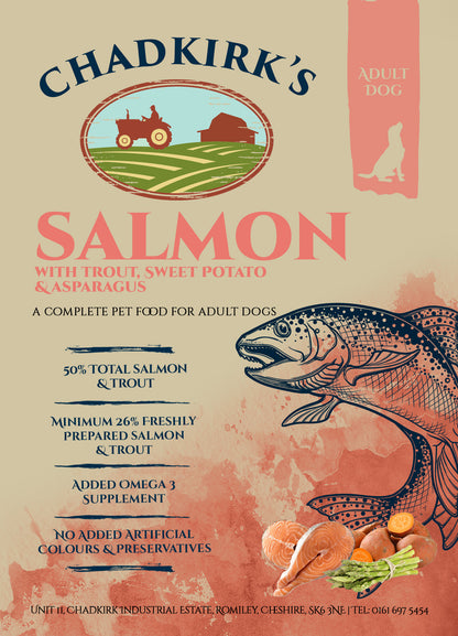 Chadkirk's Own (6kg) Adult Grain Free Salmon with Trout, Sweet Potato and Asparagus