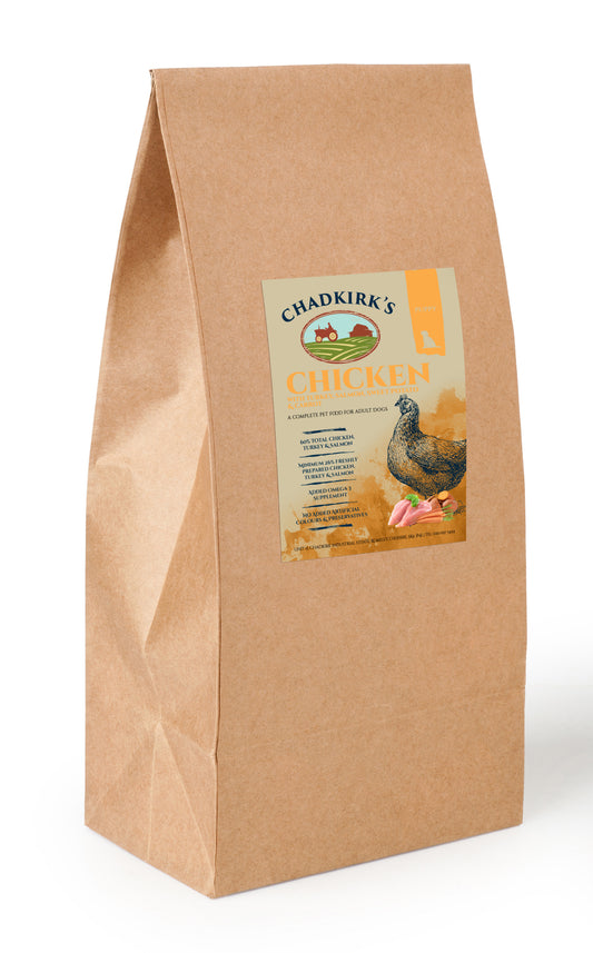 Chadkirk's Own (15kg) Puppy Working Dog Grain Free Chicken, Turkey, Salmon, Sweet Potato & Carrot