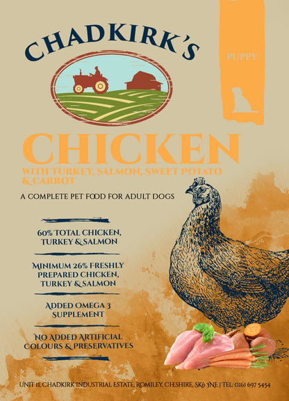 Chadkirk's Own (2kg) Puppy Grain Free Chicken, Turkey, Salmon, Sweet Potato & Carrot