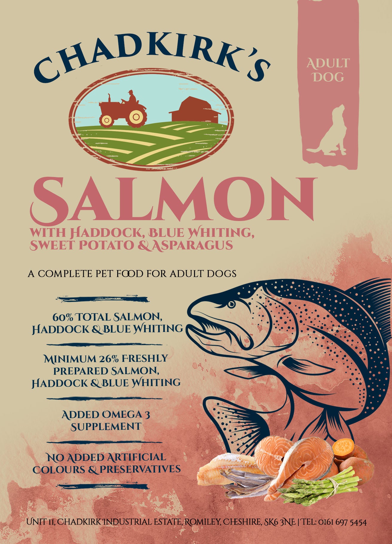 Chadkirk's Own (15kg) Puppy Grain Free Salmon with Haddock, White Fish, Sweet Potato Asparagus