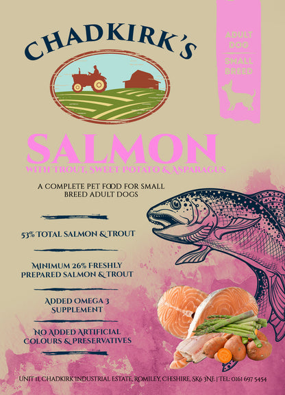 Chadkirk's Own (6kg) Adult Grain Free Small Breed Salmon, Trout, Sweet Potato & Asparagus