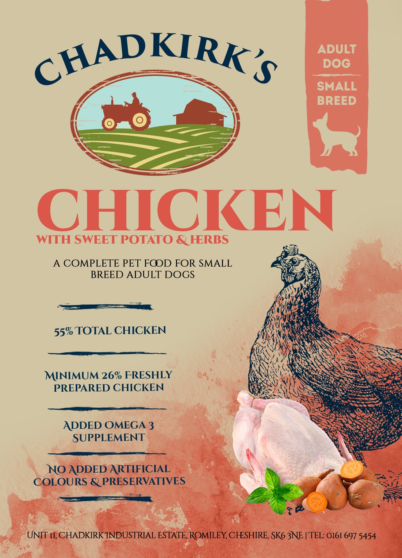 Chadkirk's Own (2kg) Adult Grain Free Small Breed Chicken, Turkey, Salmon, Sweet Potato & Carrot