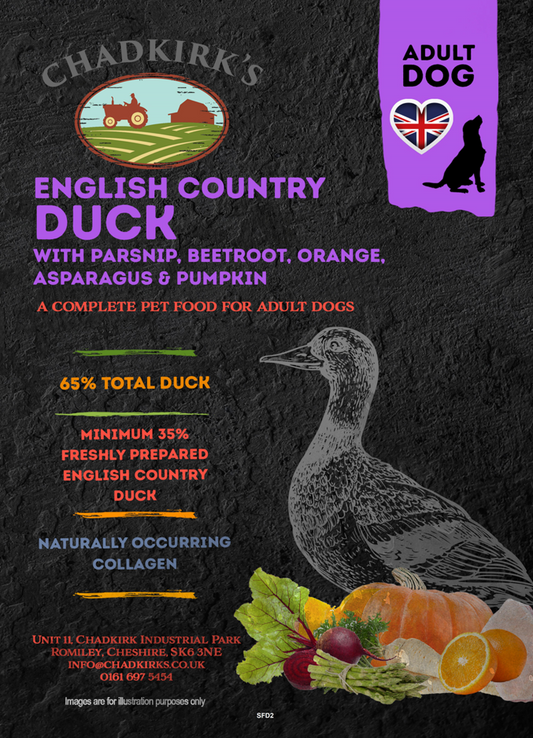 Chadkirk's Own (2kg) Super Food Adult Grain Free English Country Duck with Parsnip, Beetroot, Orange, Asparagus & Pumpkin