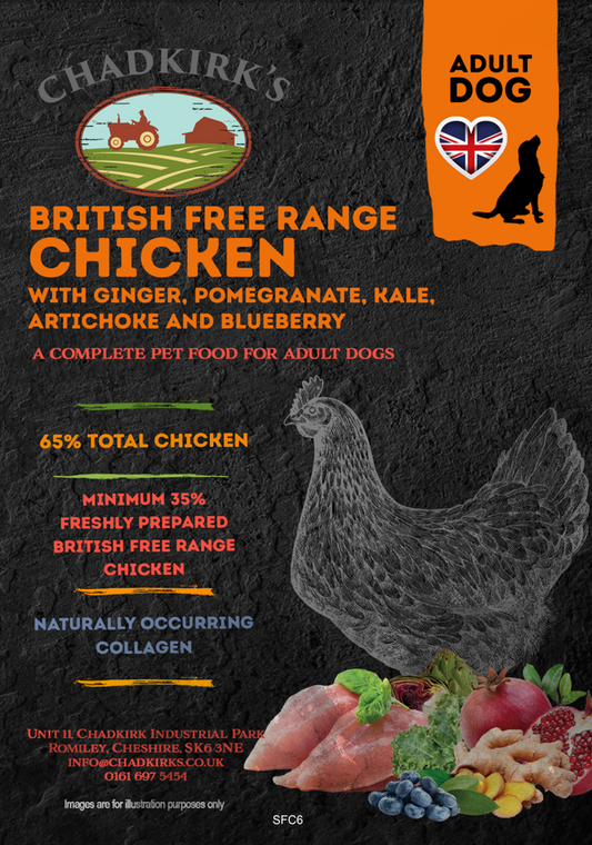 Chadkirk's Own (6kg) Super Food Adult Grain Free British Free Range Chicken with Ginger, Pomegranate, Kale, Artichoke & Blueberry