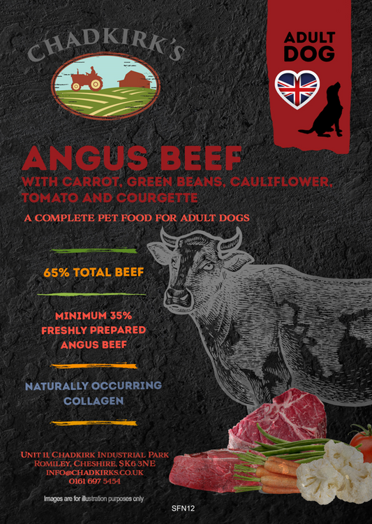 Chadkirk's Own (2kg) Super Food Adult Grain Free Angus Beef with Carrot, Green Beans, Cauliflower, Tomato & Courgette