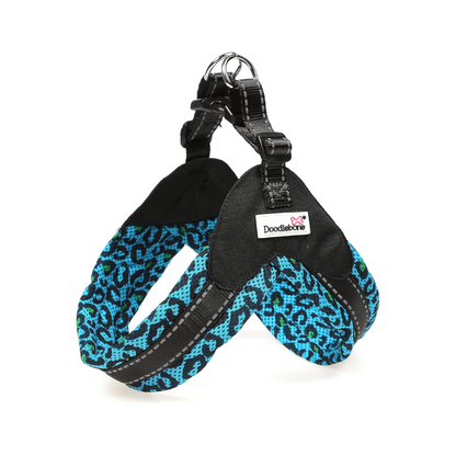 Doodlebone Boomerang Harness Cyan Leopard - Size 3