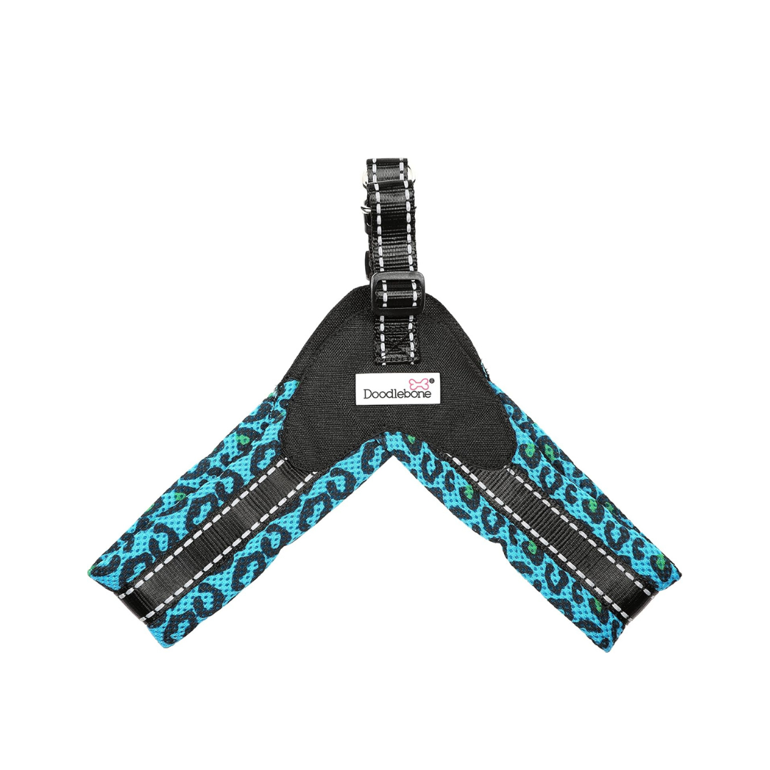 Doodlebone Boomerang Harness Cyan Leopard - Size 3