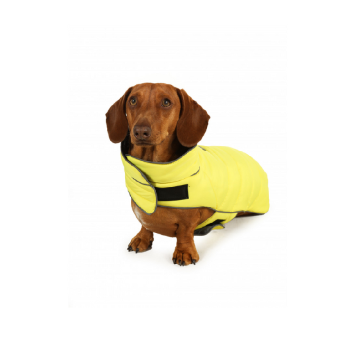 Doodlebone Reversible Puffer Dog Jacket Lemon/Smoke - Size 5-7