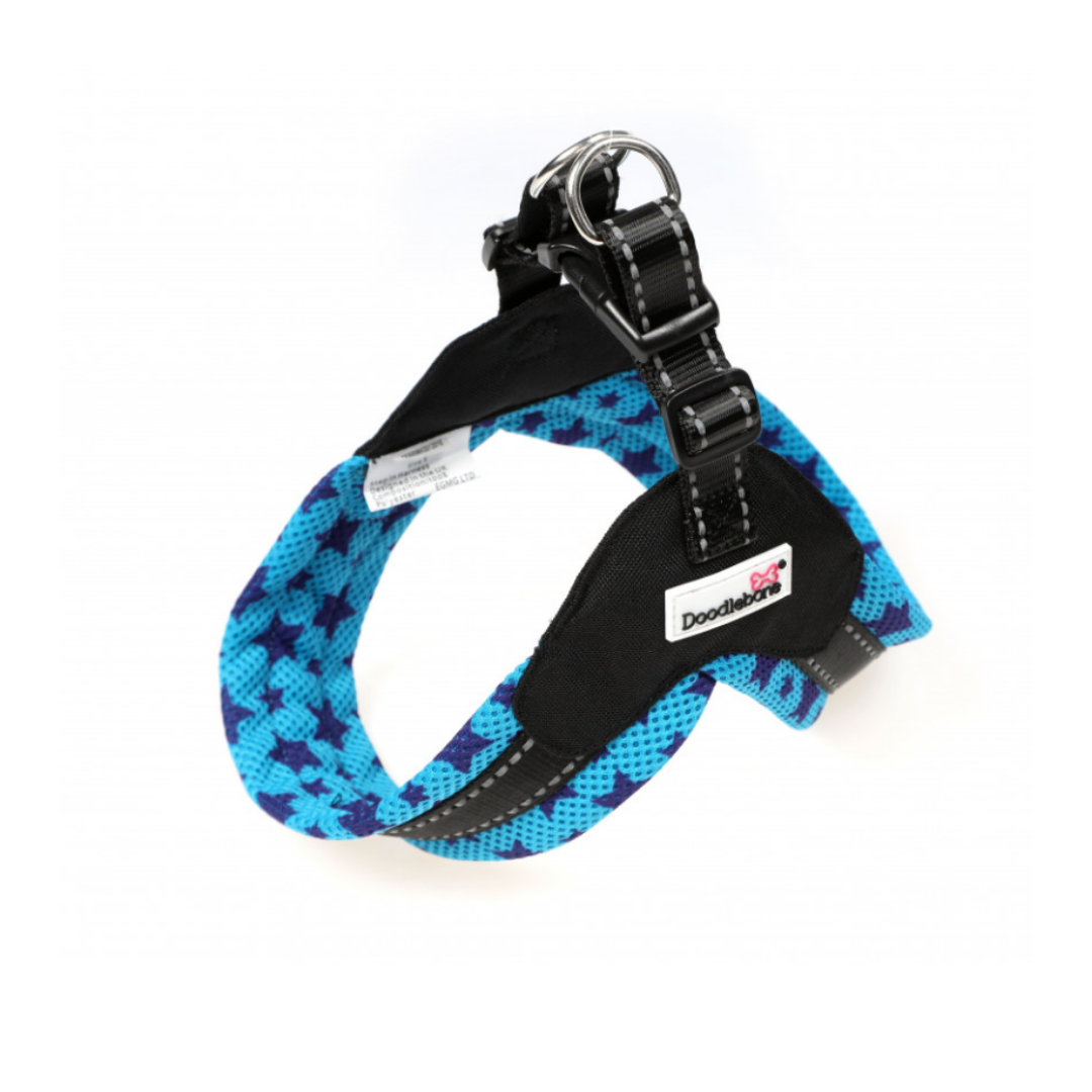 Doodlebone Boomerang Harness Cyan & Purple Stars - Size 3