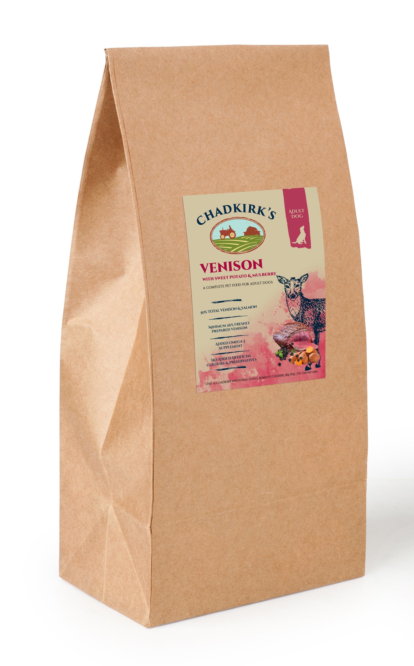 Chadkirk's Own (2kg) Adult Grain Free Venison with Sweet Potato and Mulberry